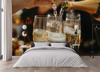 Sparkling Cheers: Embracing the Celebration Theme with Champagne Wine - Wall mural