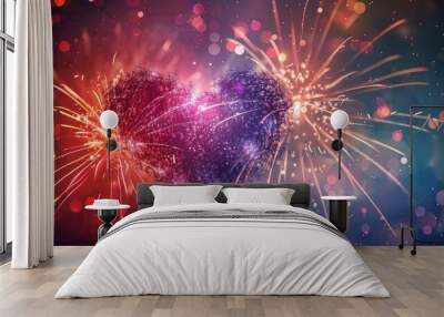 Sparkling Love: Festive Holiday Background for Valentine's Day and New Year Wall mural