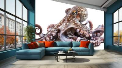 Stunning Solo: Octopus vulgaris in Solitude on White Background Wall mural