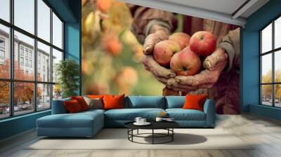 The Bountiful Harvest: A Man's Grasp on Nature's Bounty Wall mural