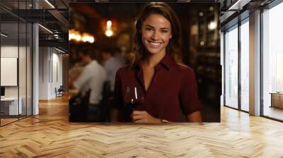 The Enchanting Wine Connoisseur: A Captivating Girl Waitress Unveils Her Finest Vintage Wall mural