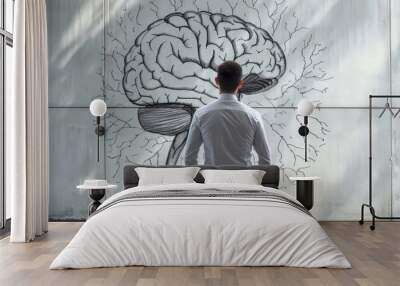 The Mind at Work: A Businessman's Brainstorm Wall mural