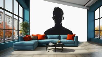 The Mysterious Figure: A Black Silhouette on a White Canvas - Wall mural