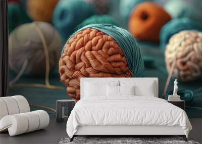 The Neuro-Knitted Journey: Exploring the Complexity of the Brain with Yarn and Thread Wall mural