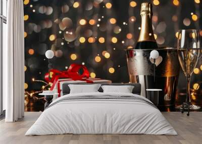 Toast to Love: Valentine's Day Champagne Celebration Wall mural