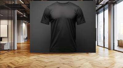 Front and back view of black t shirt mockup on white background for product presentation Wall mural