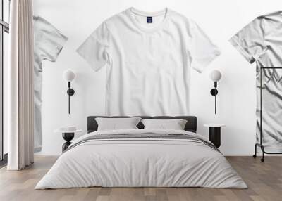 Collection of blank white t-shirts isolated on transparent background. Wall mural