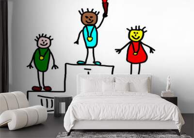 Kids drawing - olympic champions Wall mural