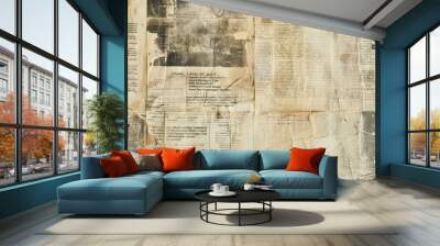 Newspaper paper grunge vintage old aged texture background Wall mural