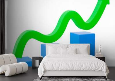 Increasing bar graph 3D rendered Wall mural