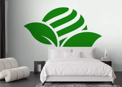 Agro Logo Symbol With Leaves Wall mural