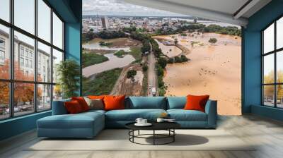 Flood with rainwater in the Doce river in the city of Linhares. The mud transformed place in chaos Wall mural