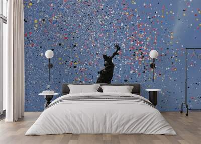 statue with million of colorful balloons  Wall mural