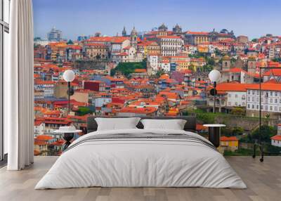 Porto, Portugal old town skyline from across the Douro River. Wall mural