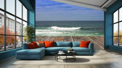 Sea and wooden platform Wall mural