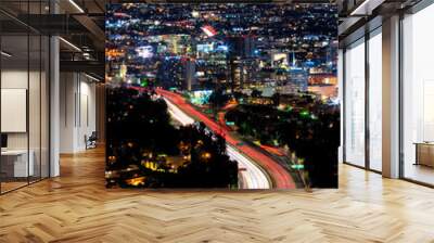 City Scenic View from Los Angeles, California, at Night Wall mural