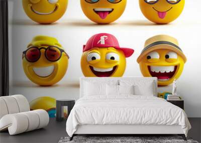 set of summer emoticons Wall mural