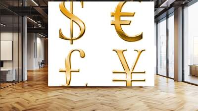 eur, dollar, yen, pound symbols with gold bevel Wall mural