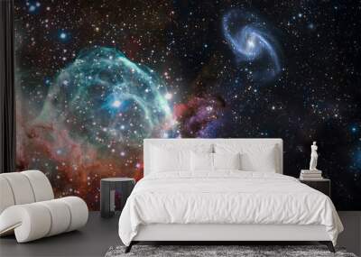 Nebula and galaxies in space. Abstract cosmos background Wall mural