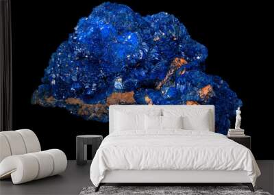 azurite is a soft, deep blue copper mineral produced by weathering of copper ore deposits. isolated  Wall mural