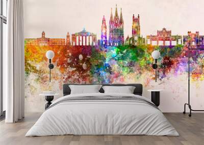 Cork skyline in watercolor background Wall mural