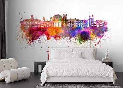 Trieste skyline in watercolor Wall mural