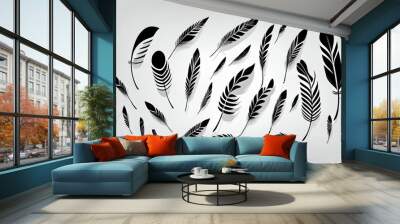 black feather on white background Wall mural