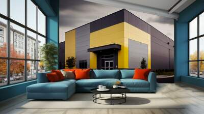 exterior of a modern warehouse with a small office unit Wall mural