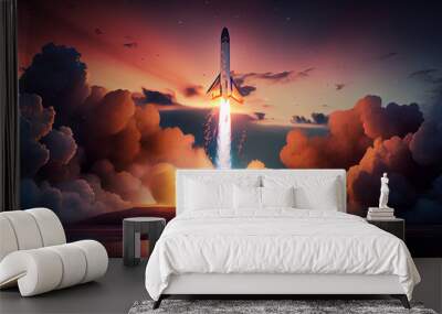 Falcon 9 rocket by company Space X landing. Wall mural