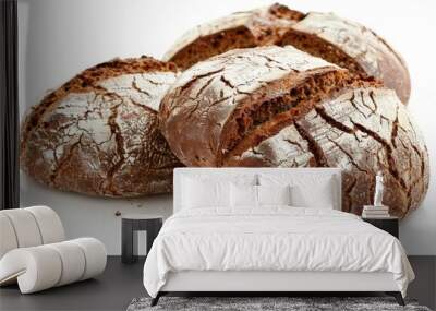 freshly baked bread isolated on white background Wall mural