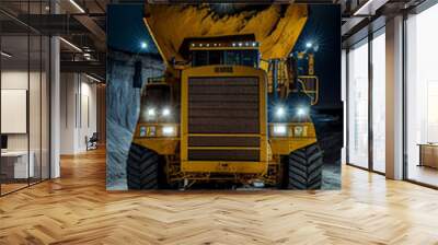 Large quarry dump truck in coal mine. Mining equipment for the transportation of minerals. Wall mural