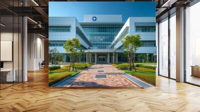 modern hospital style building exterior Wall mural