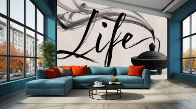 Smoke spelling out the word 'life' Wall mural