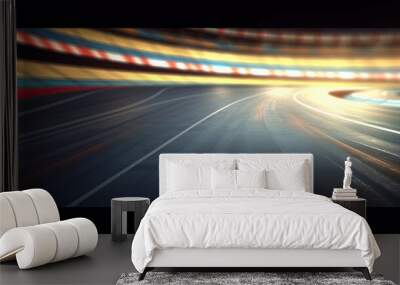 View of FORMULA 1 race ring. Driving a sport car. Asphalt road. Empty racing ring road background Generative AI Wall mural