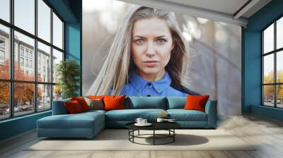 Beautiful female face - outdoor portrait Wall mural