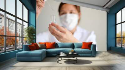 covid19  and corona virus pharmaceutical medicine and vaccine research and development  in the laboratory. Wall mural