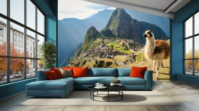 Lama And Machu Picchu Wall mural