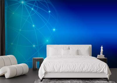 bright blue background - meridians and parallels of planet - vec Wall mural