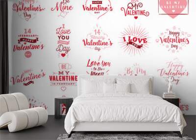 happy valentines day typography. vector design. Wall mural