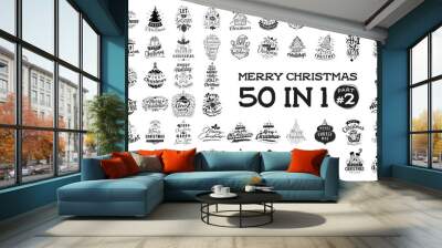 Merry Christmas typography set. Wall mural