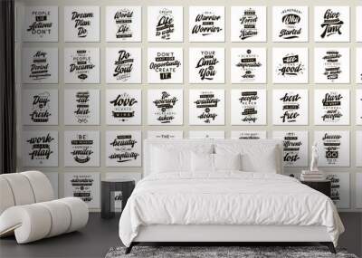 Set of cards with quotes. Wall mural