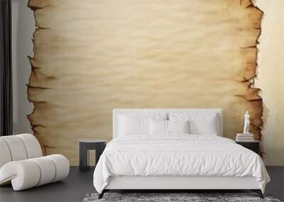 A blank page of aged parchment paper with ink, worn edges and subtle fantasy borders Wall mural