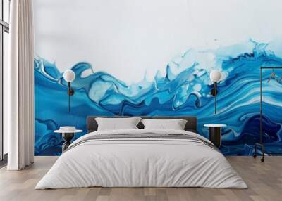 Abstract blue wave background with a splash of water, isolated on white. Minimalistic concept banner for design Wall mural