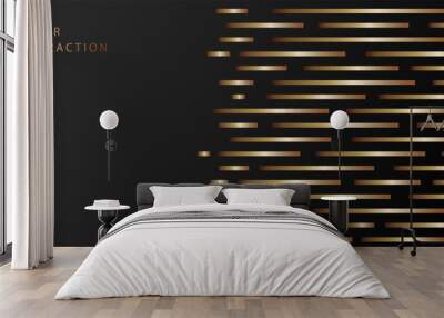 Abstract linear background. Golden lines and on a dark background. The idea of creative interior design, wallpaper, packaging. A template for creativity Wall mural