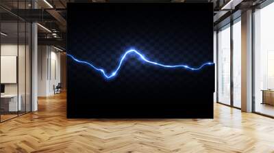 Black background with blue lightning Wall mural