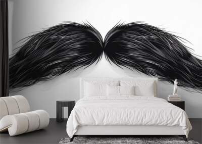 Black hair and mustache on a white background, in the style Wall mural