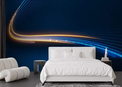 Blue and golden writhing light stream with shadows Wall mural