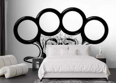 brass knuckles silhouette with skull vector illustration on white isolated background vector 10 eps Wall mural