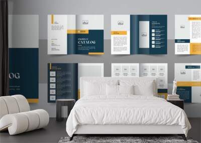 Company business product catalog brochure design layout vector, 12 page catalogue portfolio with product list Wall mural