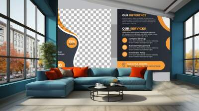 Corporate business or marketing agency postcard template, Real Estate Agent and Construction Postcard Template Wall mural